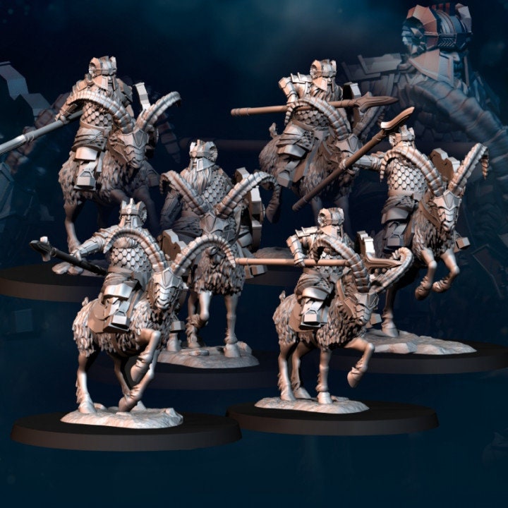 Dwarf Goat Riders 28mm Resin Miniatures – Fantasy Cavalry for DnD and Wargaming
