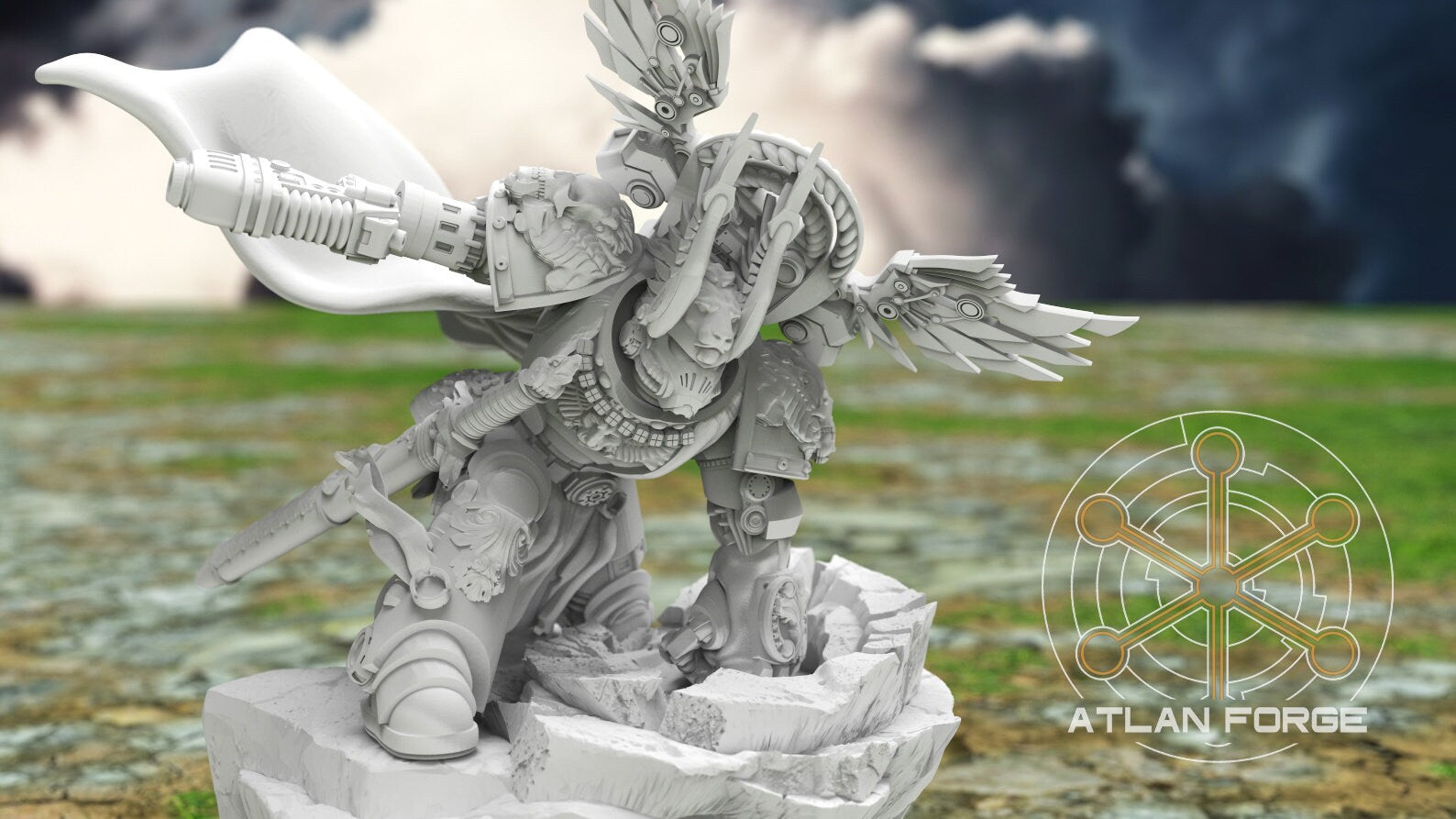 Angelic crash captain 32mm sci-fi fantasy miniature for tabletop games grimdark RPGs dnd wargaming miniature dungeons and dragons gift