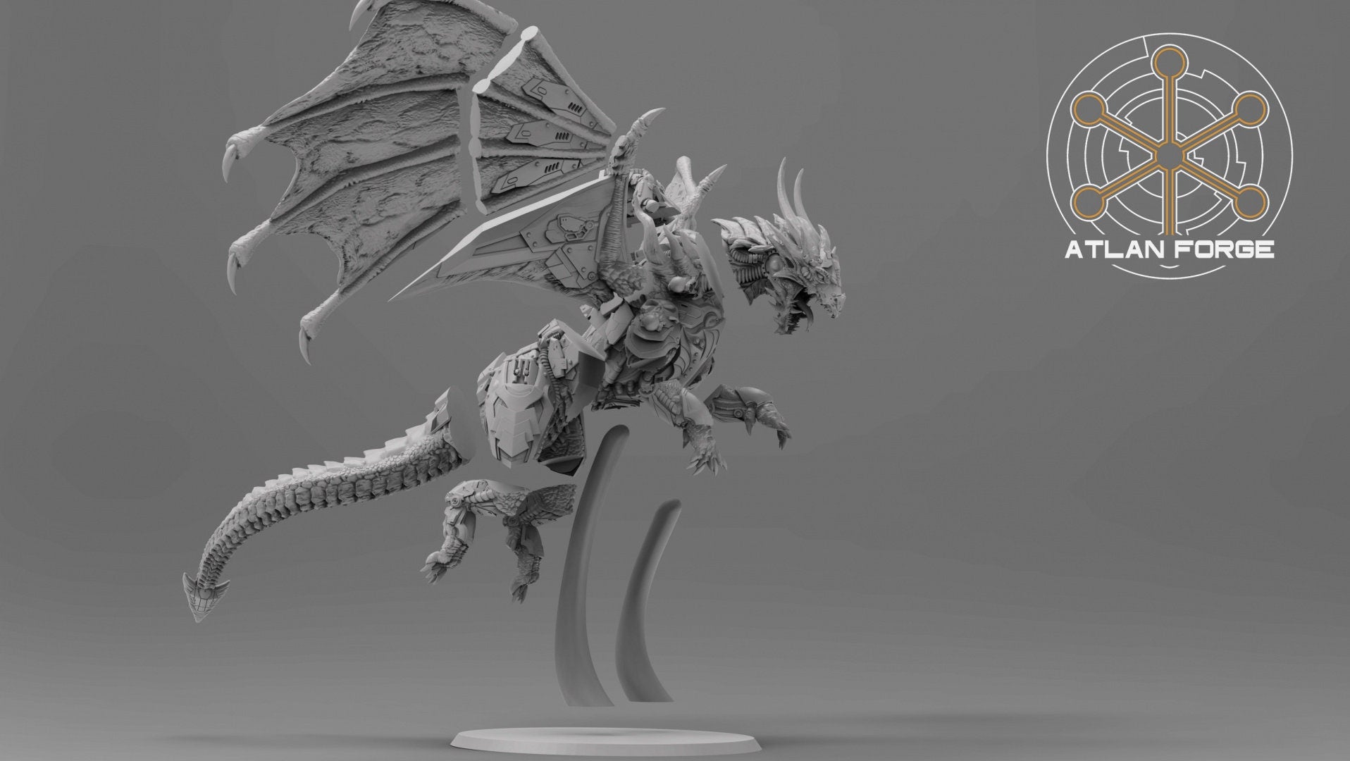 Cybernetic Battle Dragon 32mm sci-fi fantasy miniature for tabletop games grimdark RPGs dnd wargaming miniature dungeons and dragons