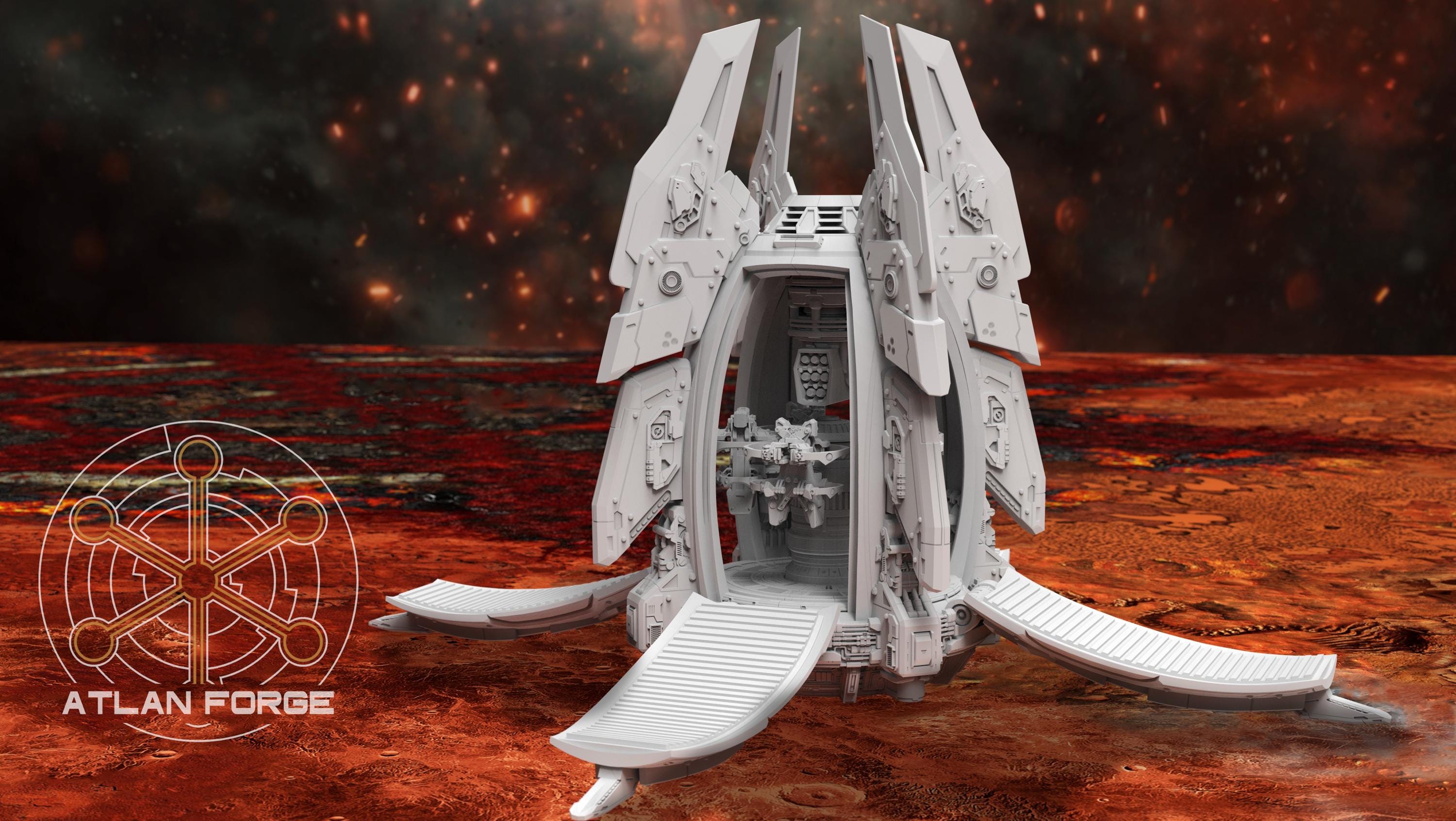 Landing Pod 32mm scale sci-fi fantasy for tabletop games grimdark RPGs dnd wargaming miniature dungeons and dragons