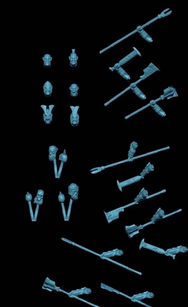 Orc head and weapon accessories 28mm miniatures dnd gift fantasy miniatures dungeons and dragons minis wargaming miniatures tabletop