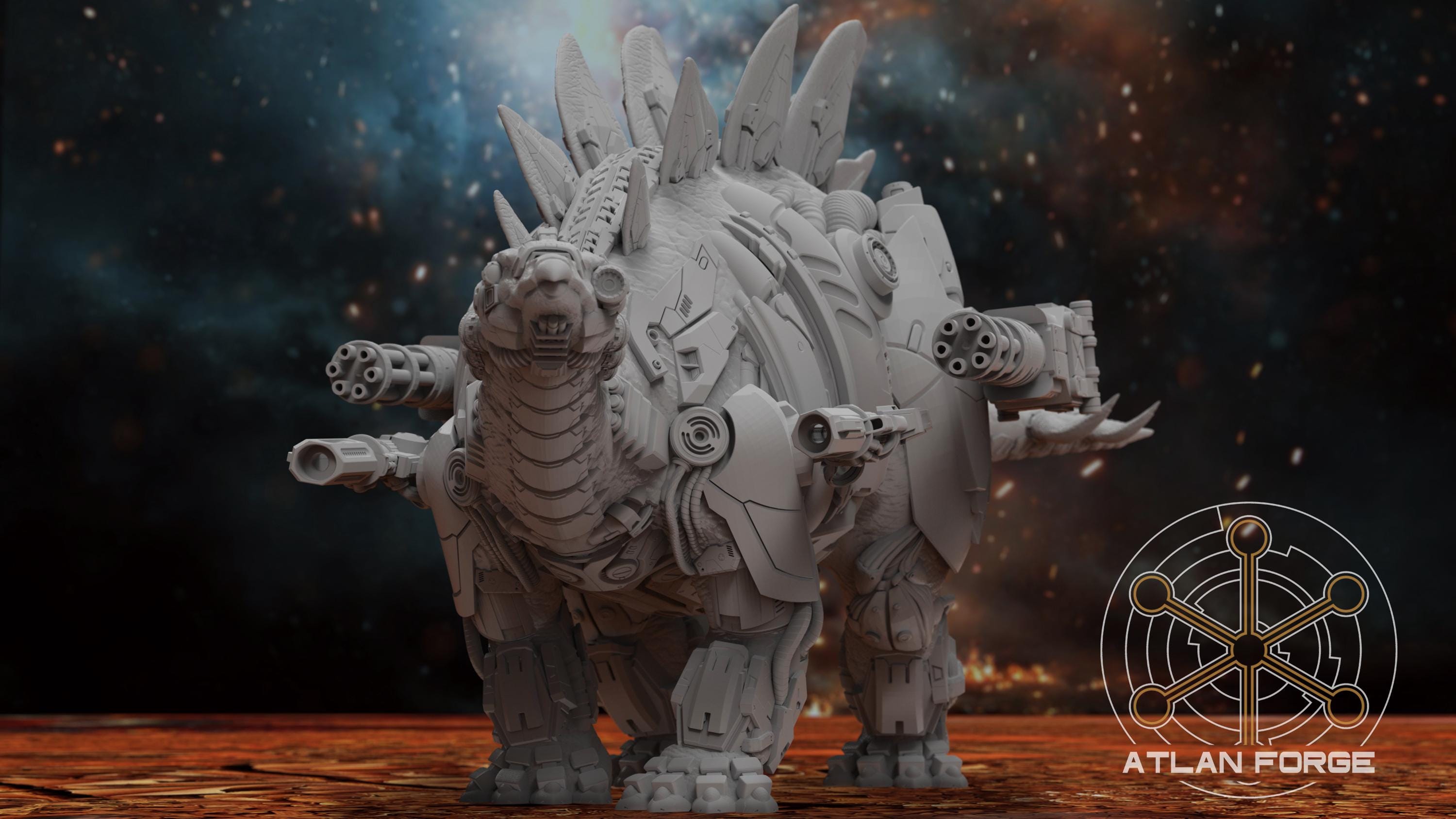 Cybernetic Stegosaur 32mm wargame fantasy miniature wargaming miniature dungeons and dragons painting RPG tabletop minis
