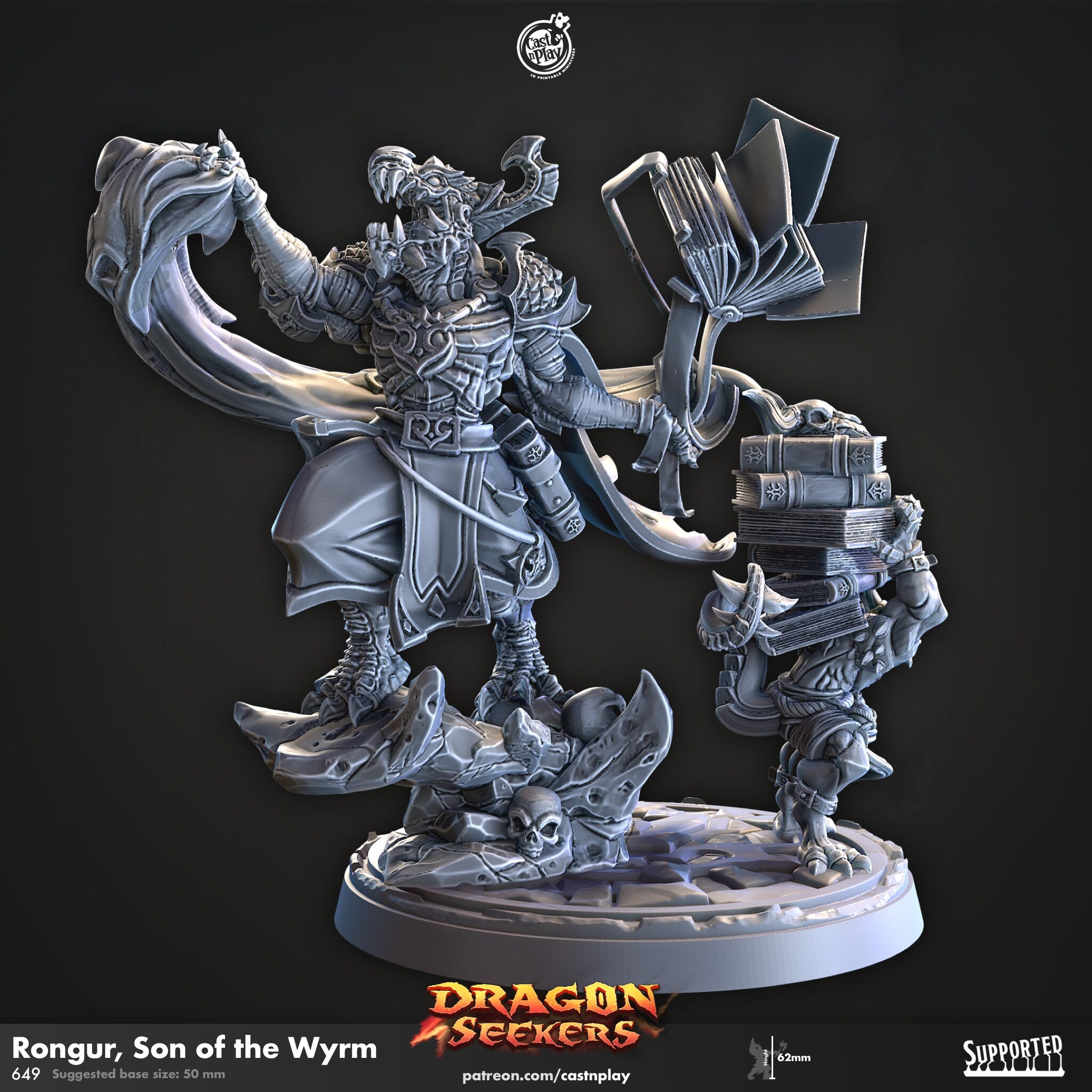 Dragon Seekers Commander wizard Rongur, Son of the Wyrm miniature dnd fantasy tabletop games 32mm army