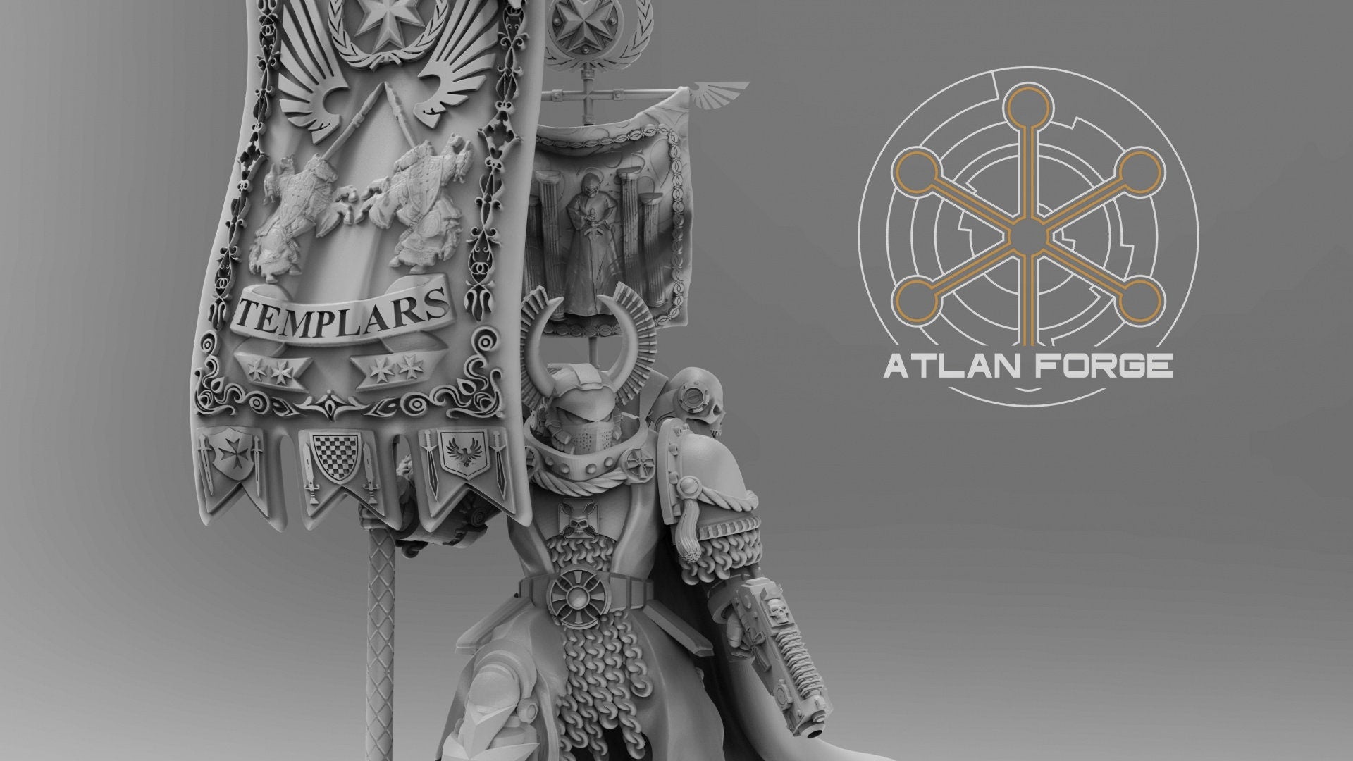 Templar war banner 32mm wargame miniatures fantasy dnd wargaming minis dungeons and dragons painting gift RPG tabletop minis