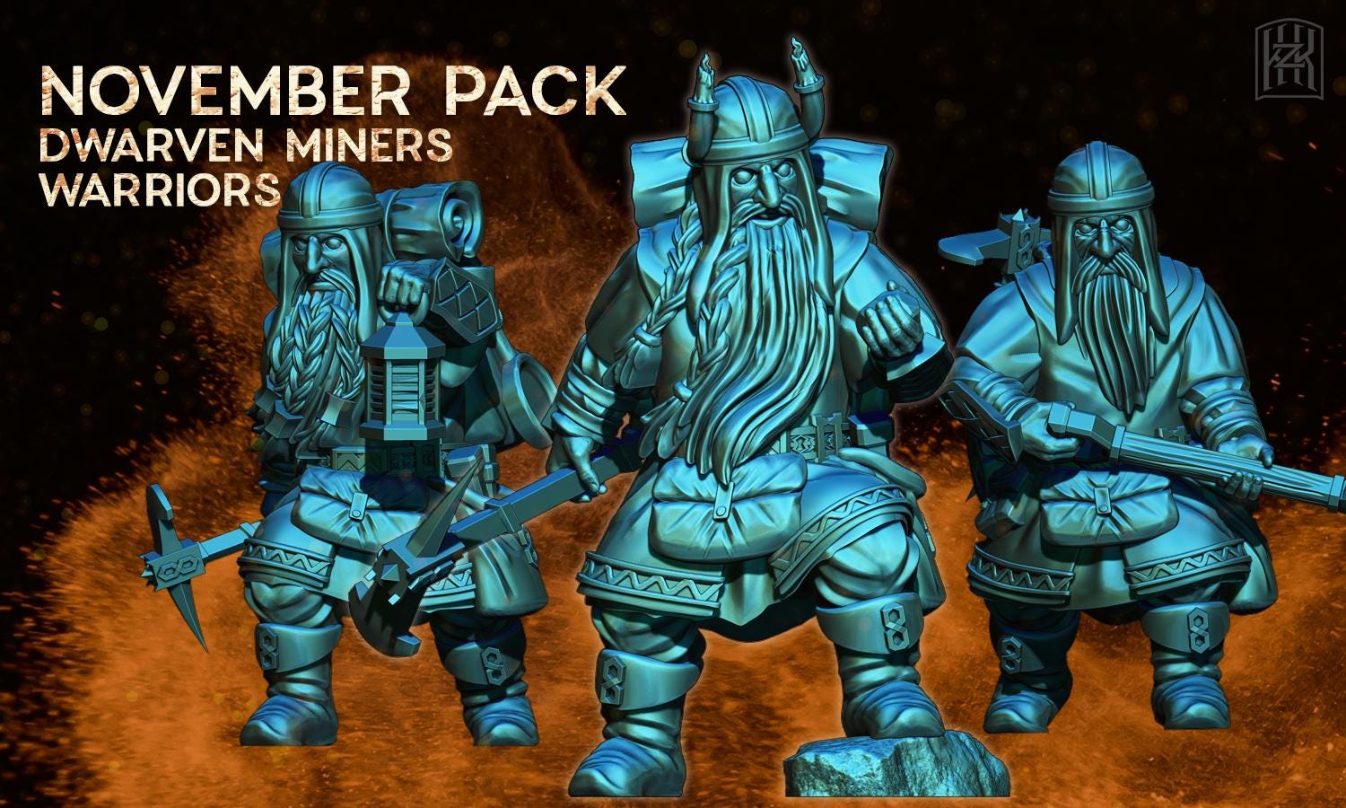 Exiled Dwarves Miners 28mm miniatures fantasy dungeons and dragons miniature wargaming miniatures tabletop dnd dwarf army miniatures