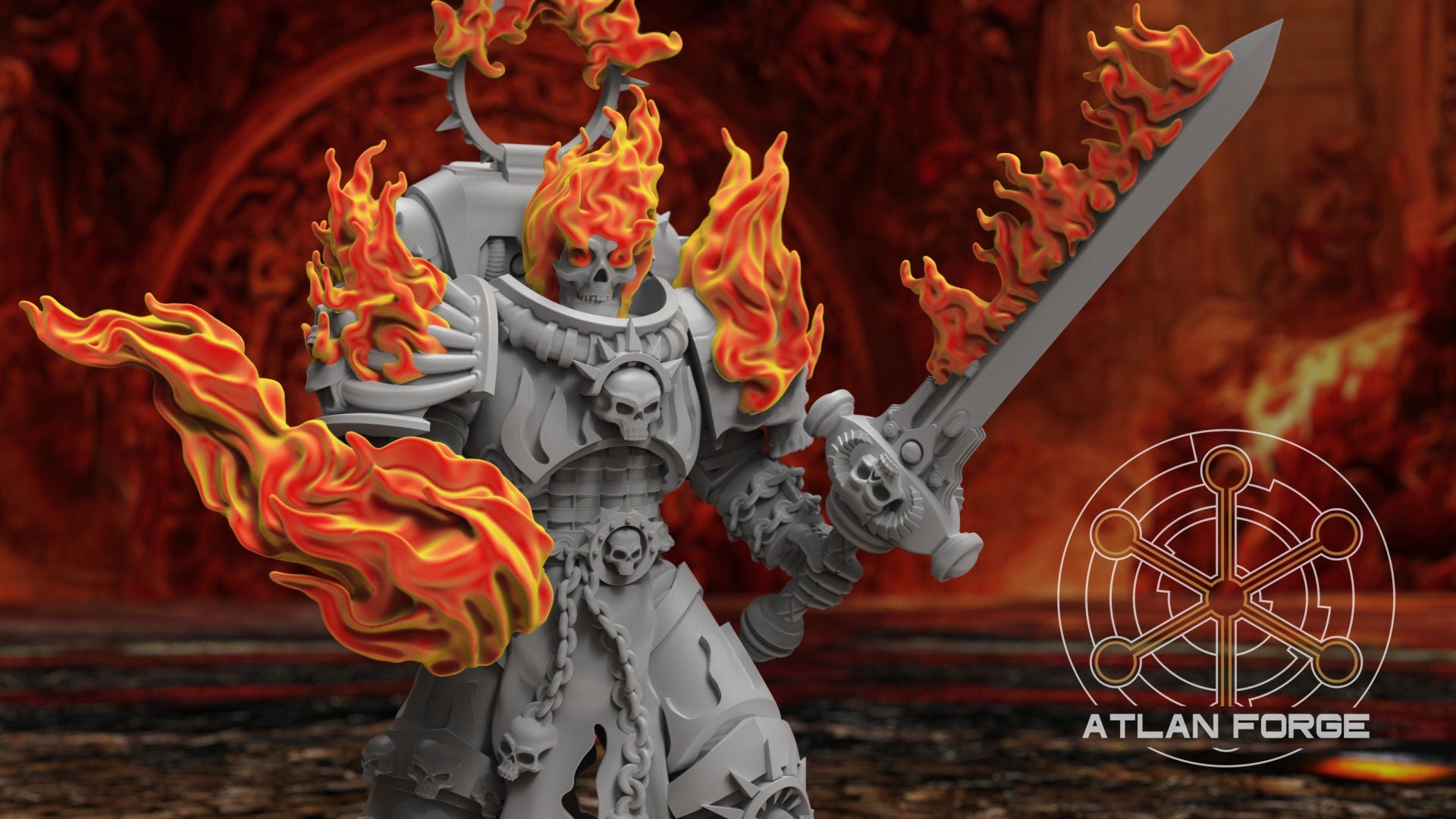 Daemon hades burning legion melee 32mm sci-fi fantasy miniature for tabletop games grimdark RPGs wargaming miniature dungeons and dragons