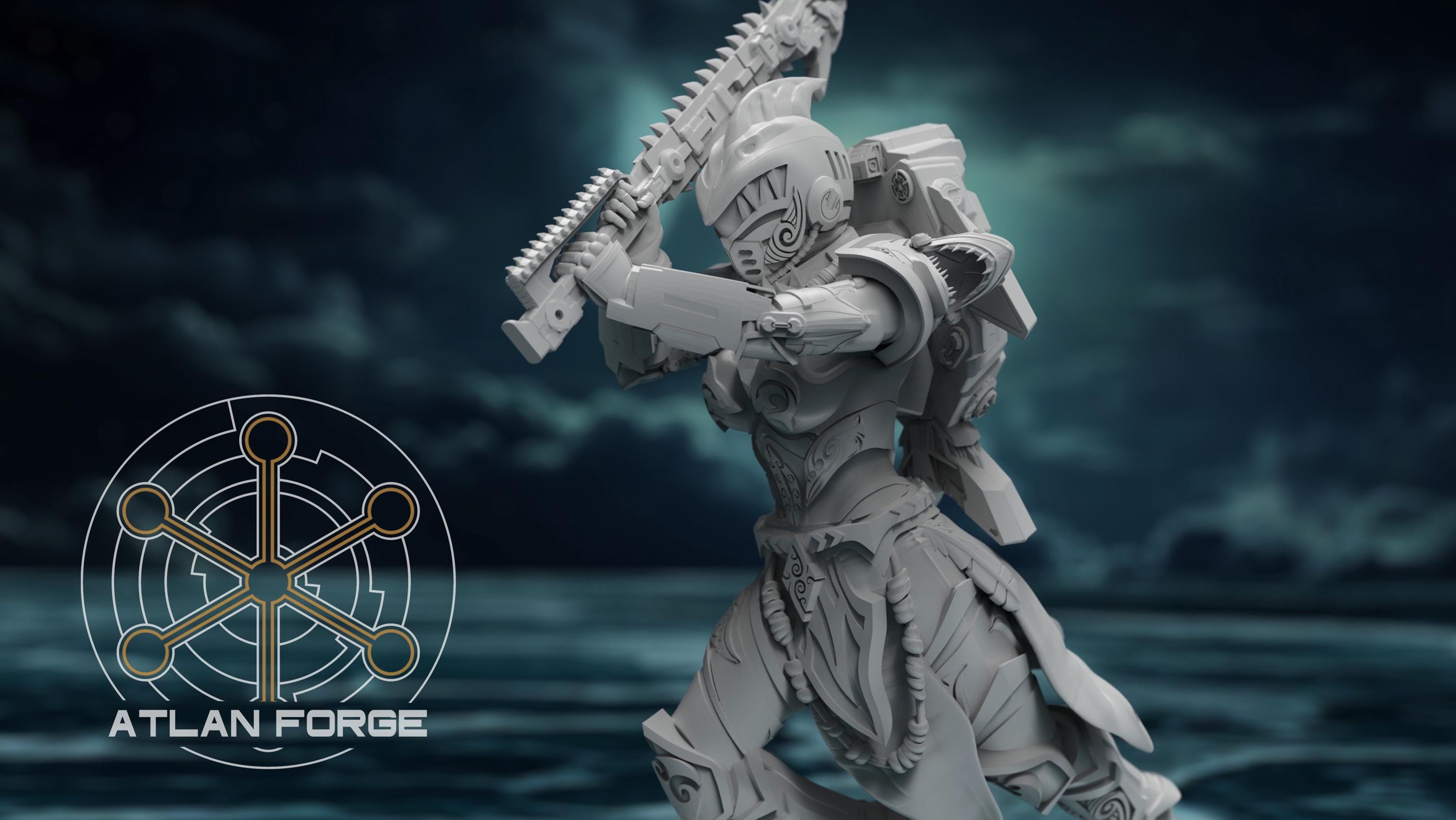 Wai Toa Ngaru Toa Wahine 32mm Resin Miniatures – Sci Fi Fantasy Squad for Wargaming and DnD