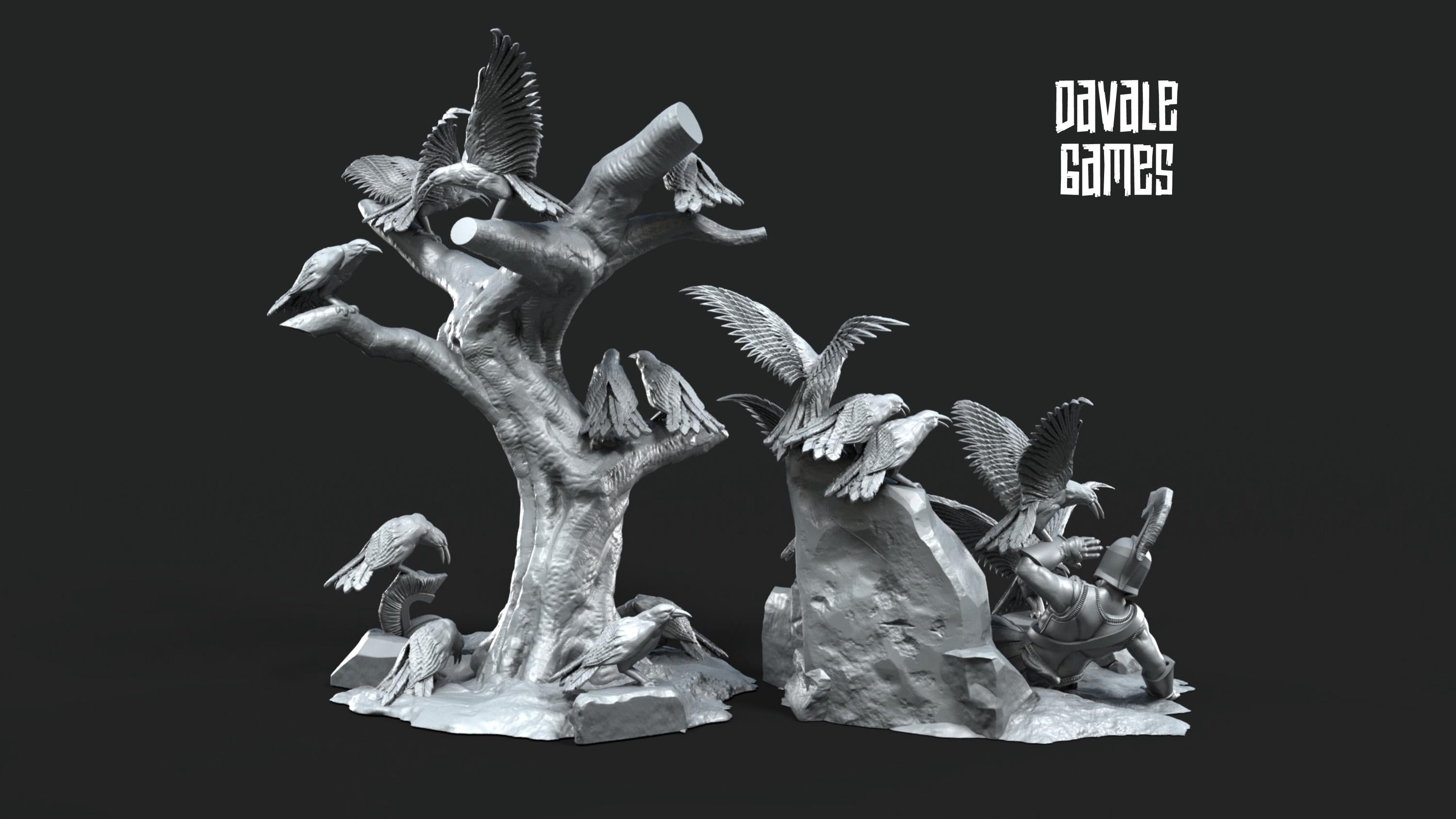 Flock of crows 28mm miniatures dnd minis fantasy miniatures dungeons and dragons painting wargaming miniatures tabletop