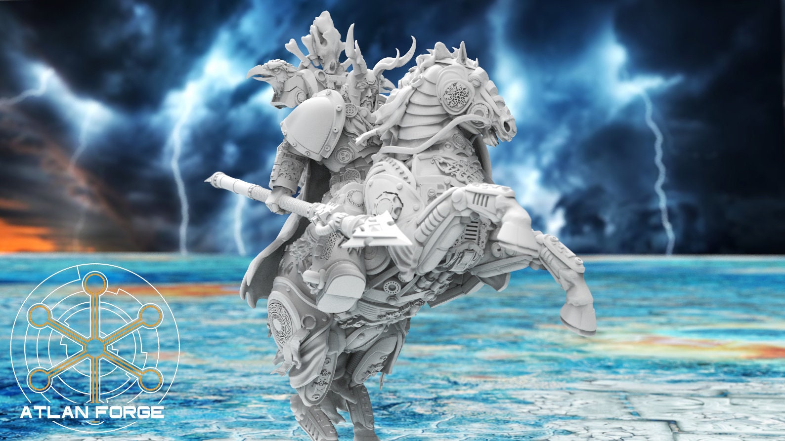 Asgardian Mounted Captain 32mm wargame fantasy miniature dnd wargaming miniature dungeons and dragons painting gift RPG tabletop minis