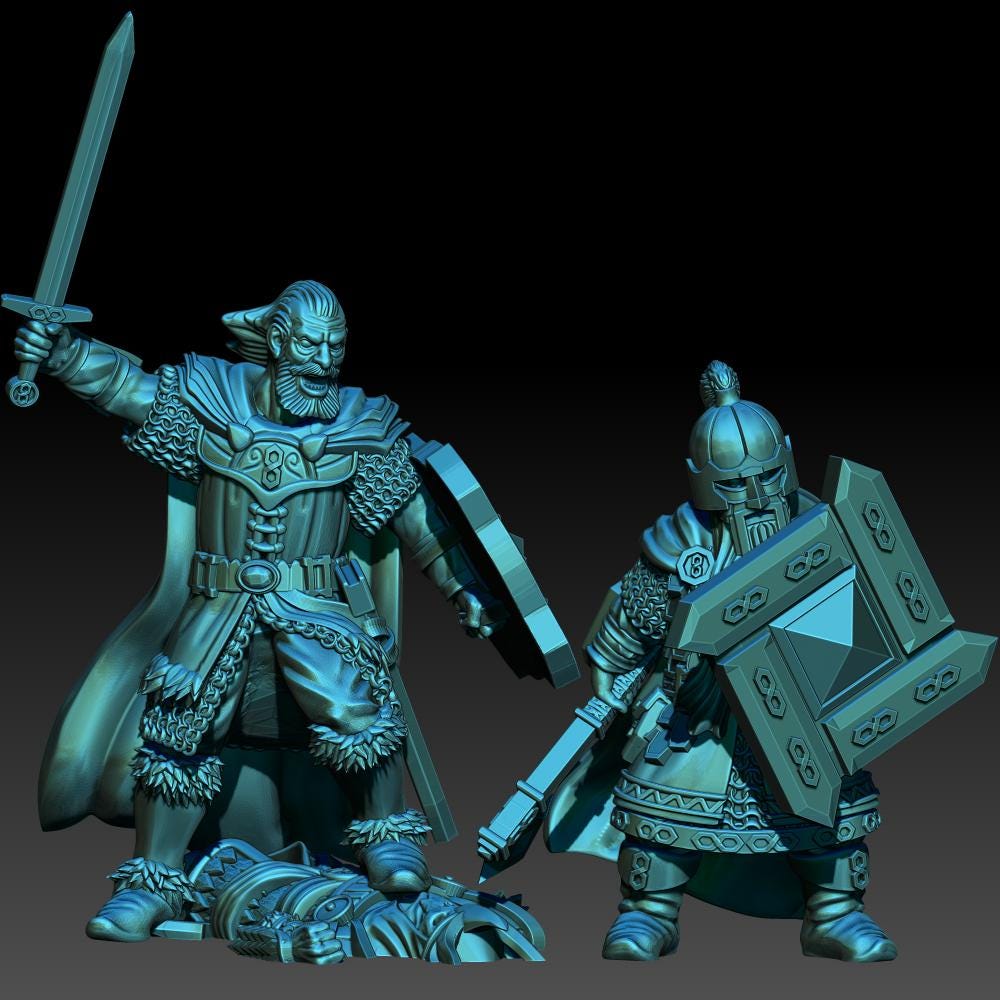 Exiled Dwarves commanders 28mm fantasy dungeons and dragons miniature wargaming tabletop dnd dwarf army miniatures