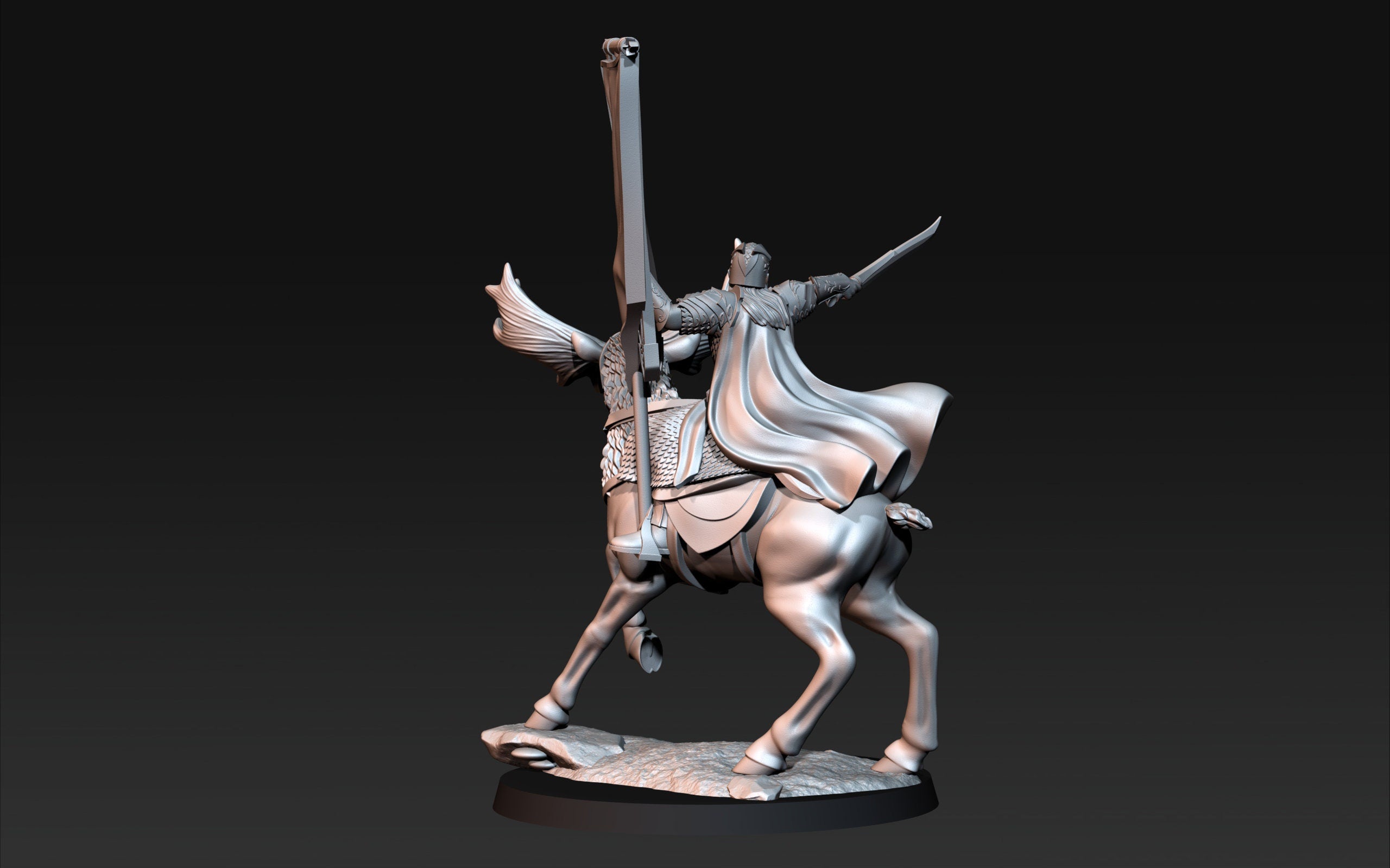 Wood Elf mounted on Elk with banner dnd fantasy tabletop wargames 28mm elves army miniature
