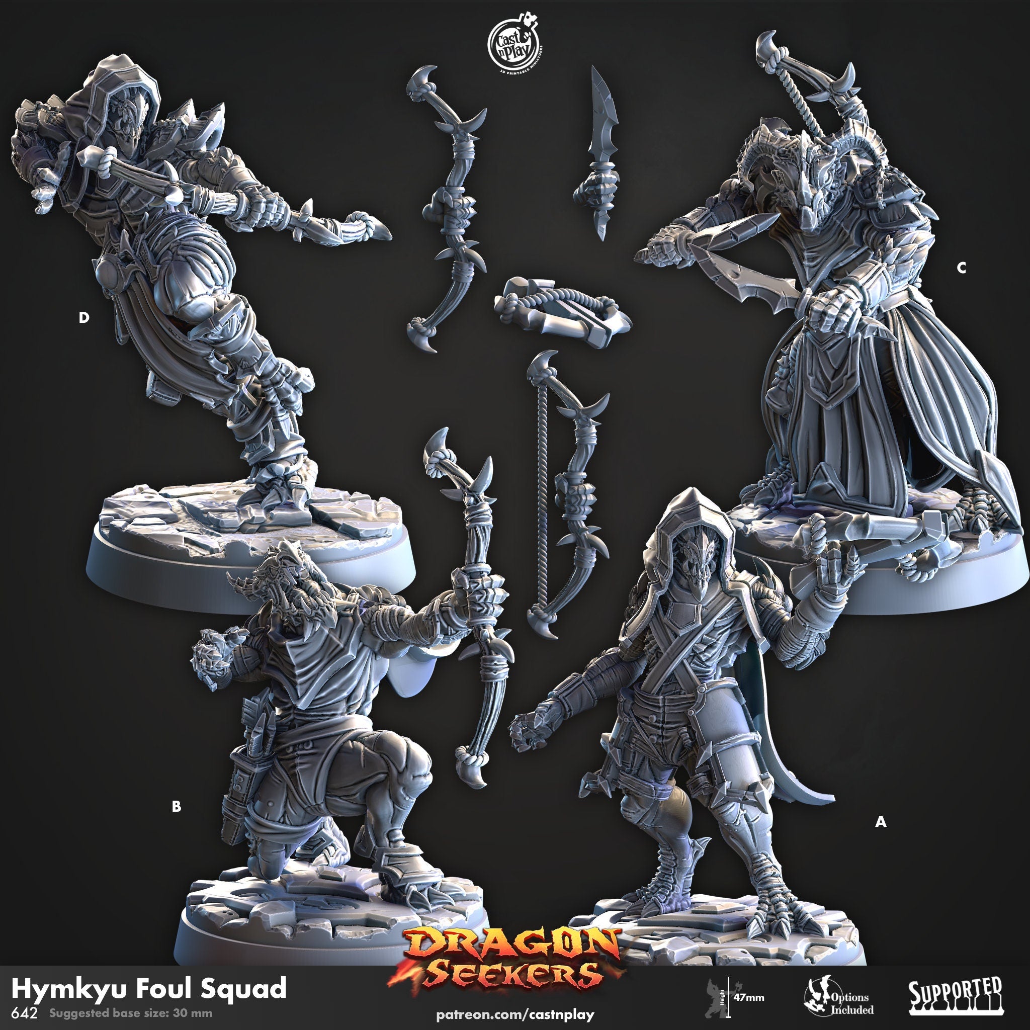 Dragon Seekers Hymkyu Foul Squad archers dnd fantasy tabletop games 32mm