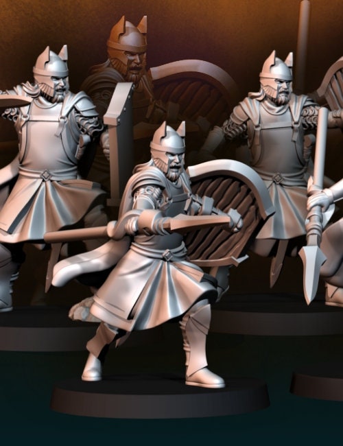 High Human spearmen 28mm dnd miniature dungeon and dragons fantasy wargaming miniature  tabletop wargame  fantasy miniature for painting