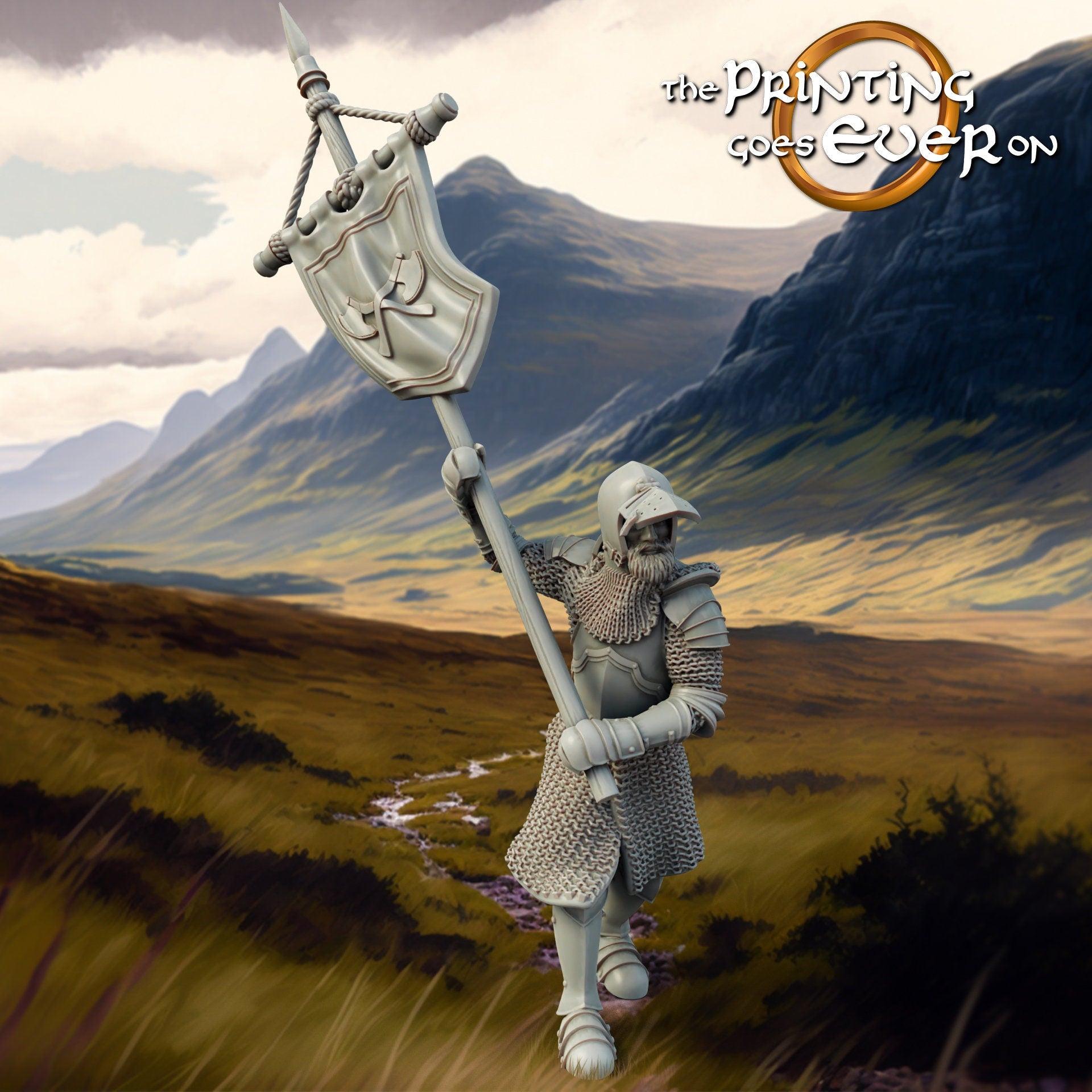 Highlands Axeman Banner army dnd fantasy tabletop wargames 28mm