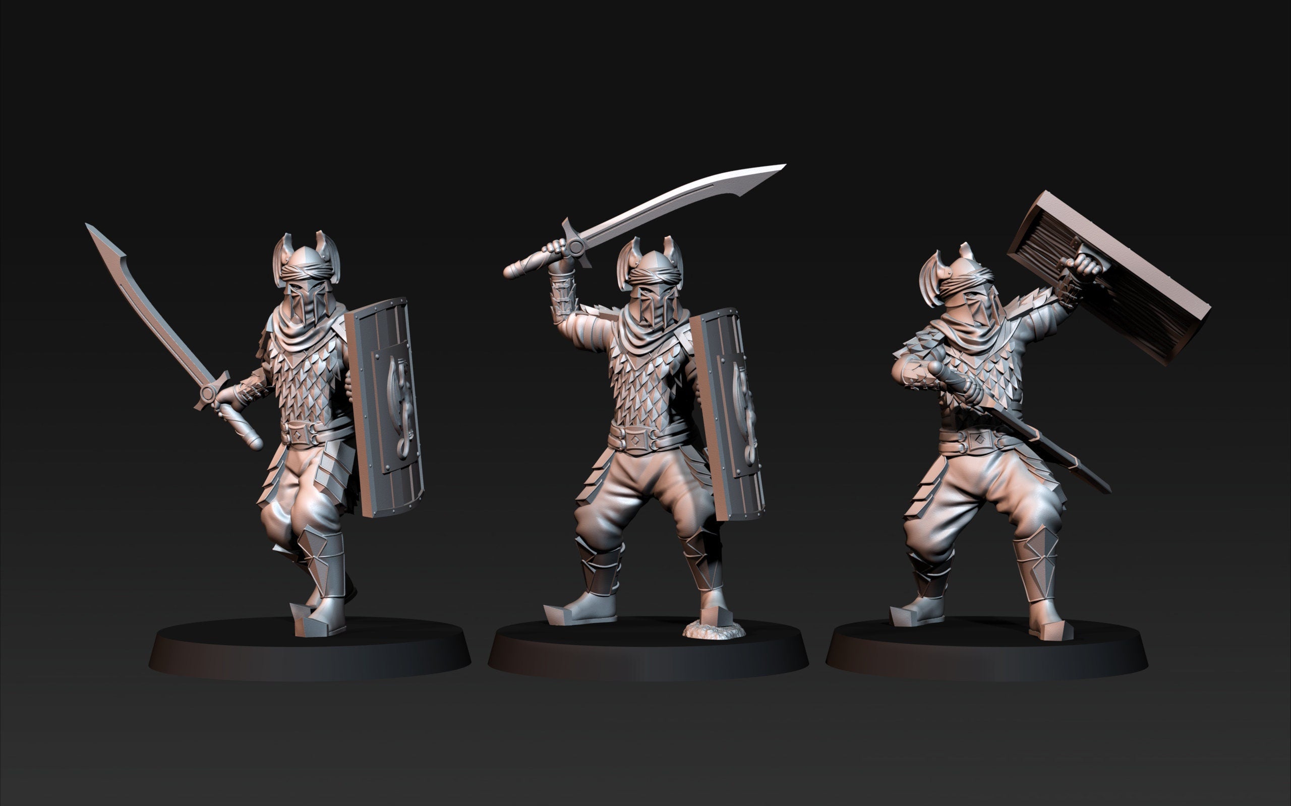 Dragon Army Warriors with swords + Shield dnd fantasy tabletop games 28mm army miniatures