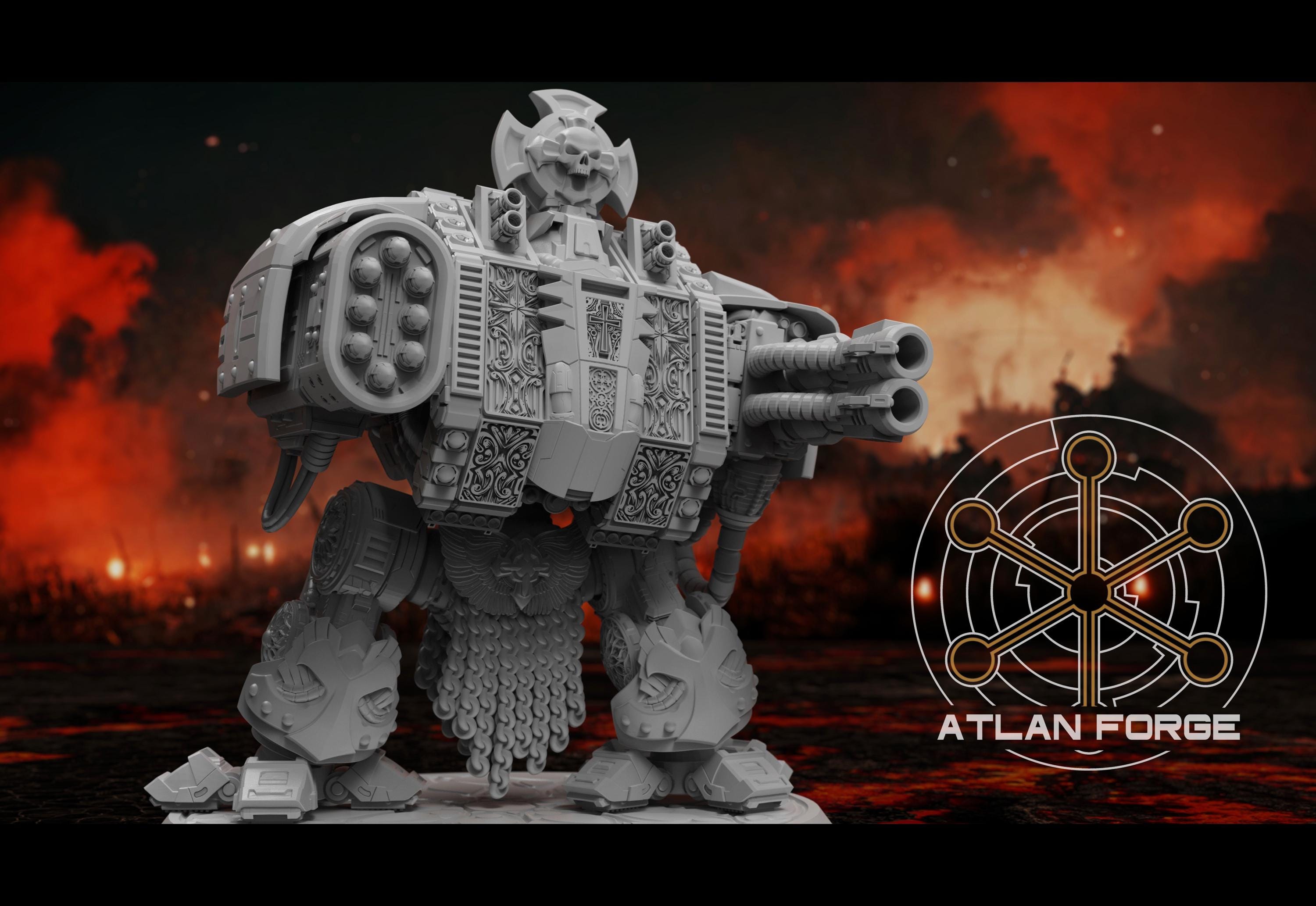 Templar Crusader Dreadnought 32mm sci-fi fantasy miniature for tabletop games grimdark RPGs dnd wargaming miniature dungeons and dragons