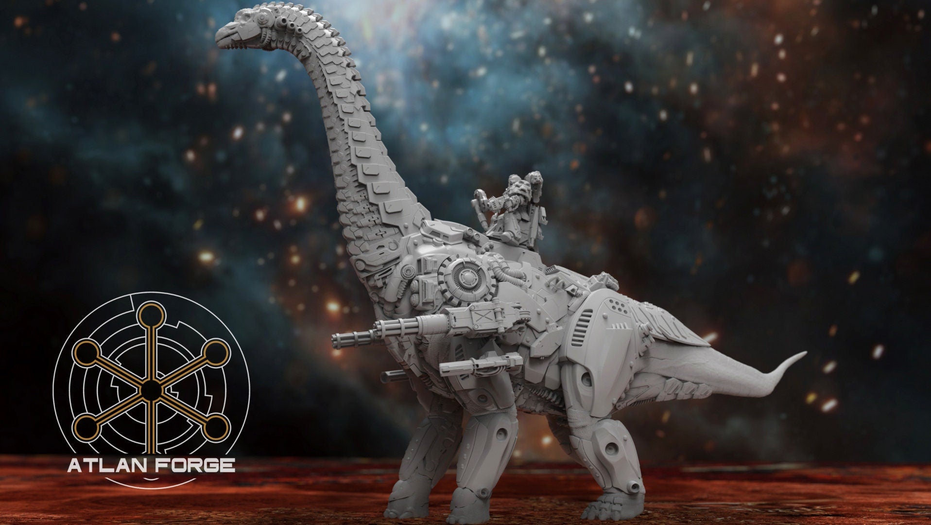Cybernetic Brachiosaur 32mm sci-fi fantasy miniature for tabletop games grimdark RPGs dnd wargaming miniature dungeons and dragons