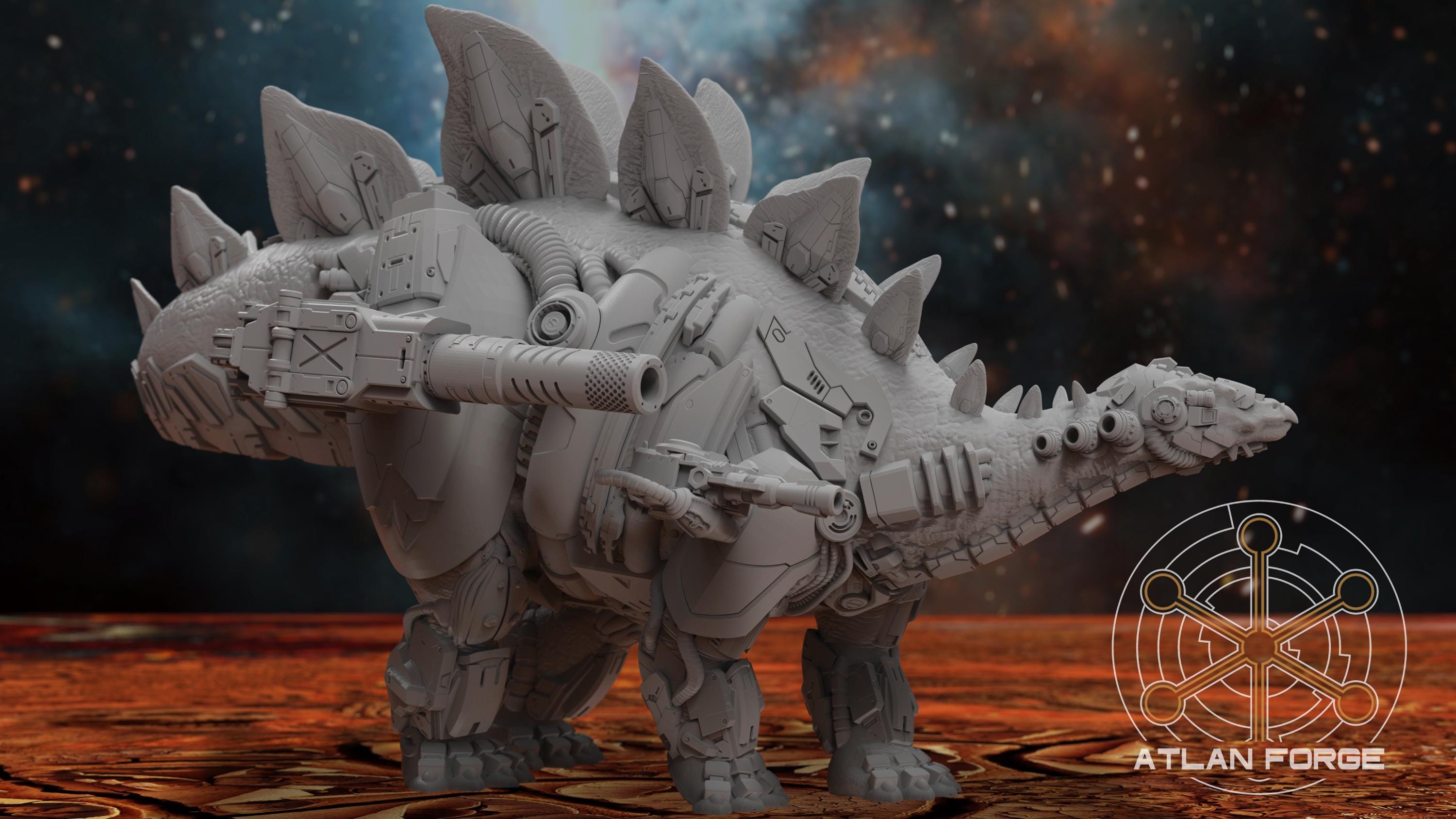 Cybernetic Stegosaur 32mm wargame fantasy miniature wargaming miniature dungeons and dragons painting RPG tabletop minis