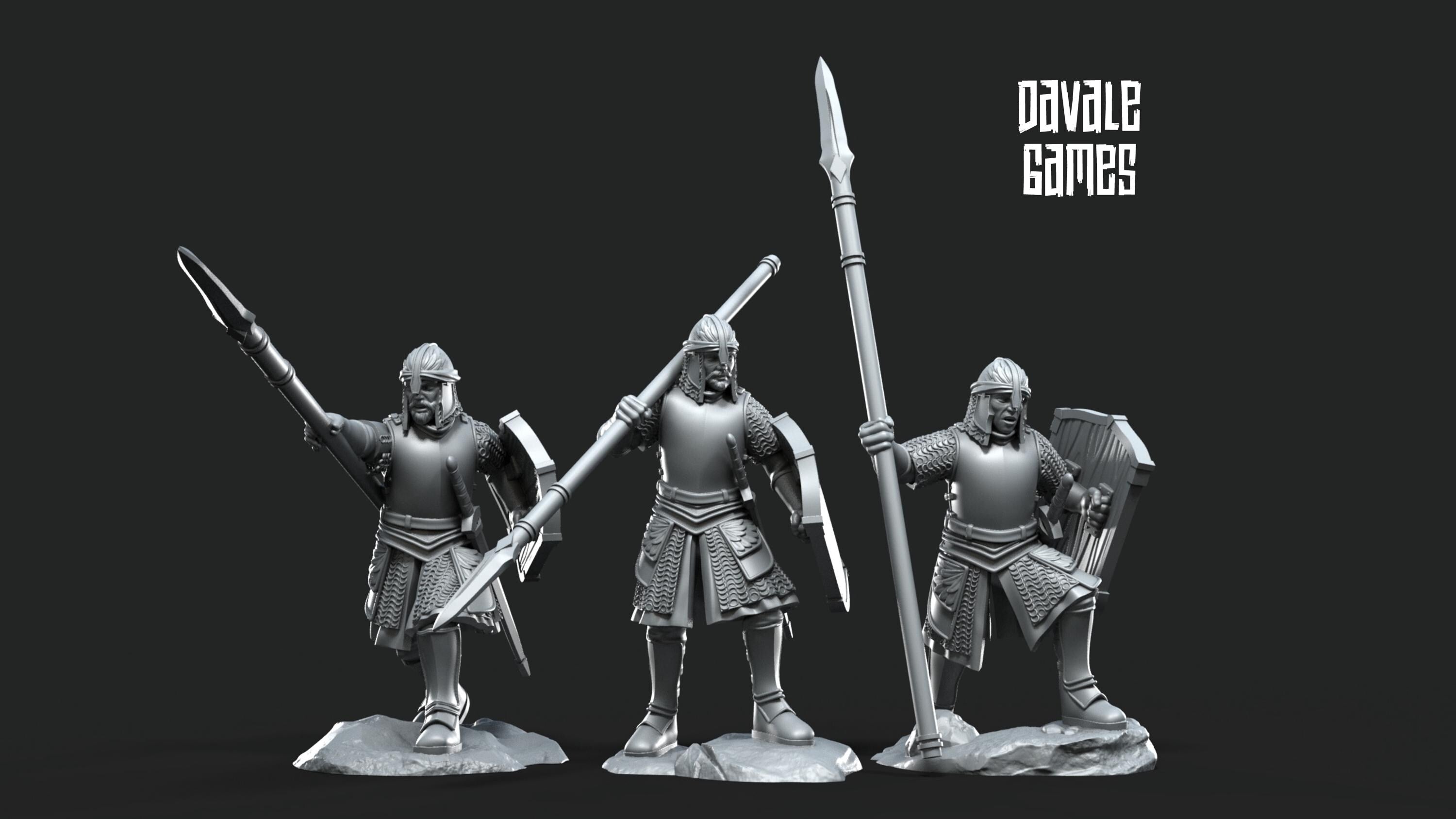 North Warriors spearmen 28mm miniatures dnd fantasy miniatures dungeons and dragons figures for painting wargaming miniatures tabletop.