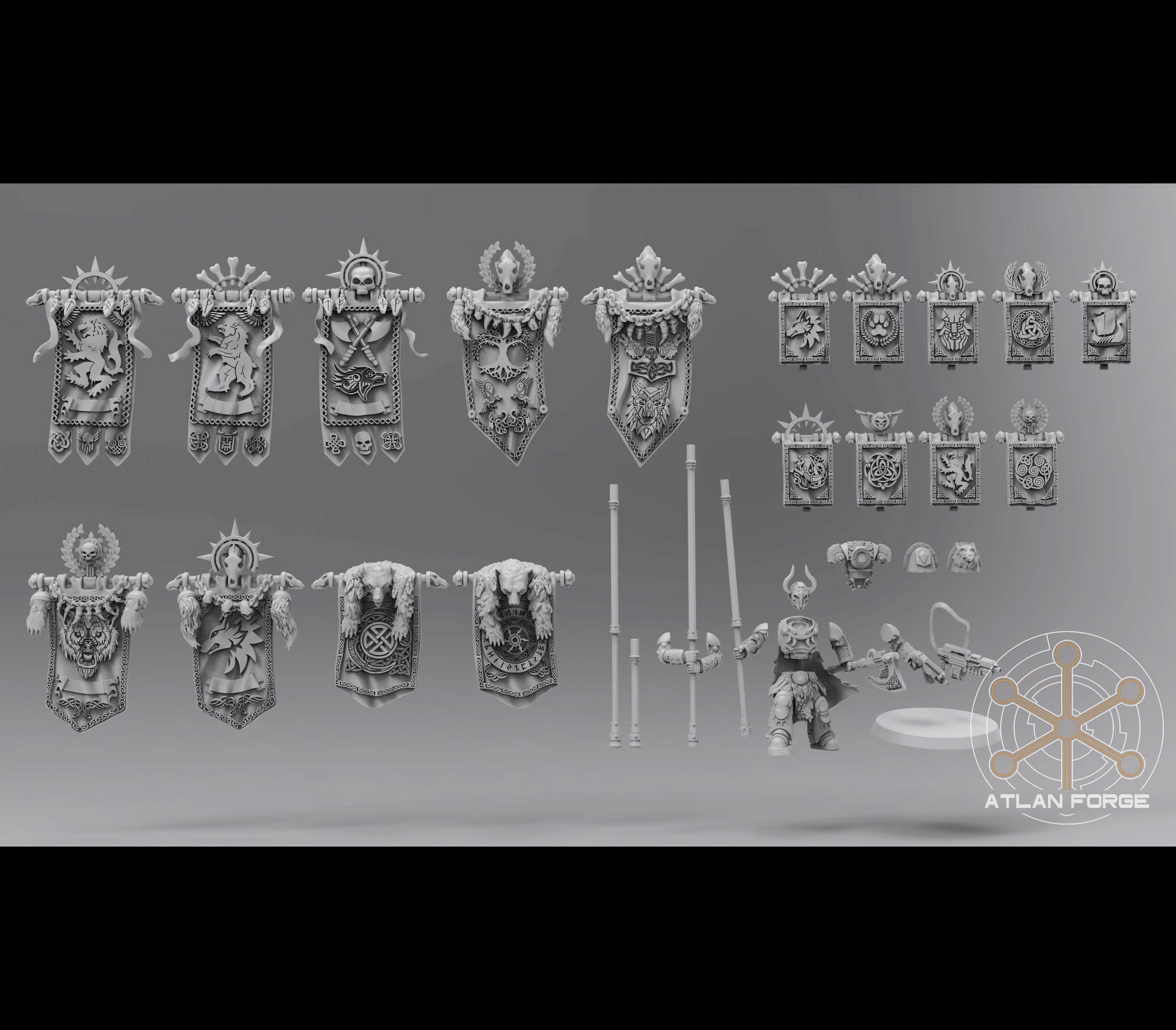 Asgardian War Banners 32mm wargame fantasy miniature dnd wargaming miniature dungeons and dragons painting gift RPG tabletop minis