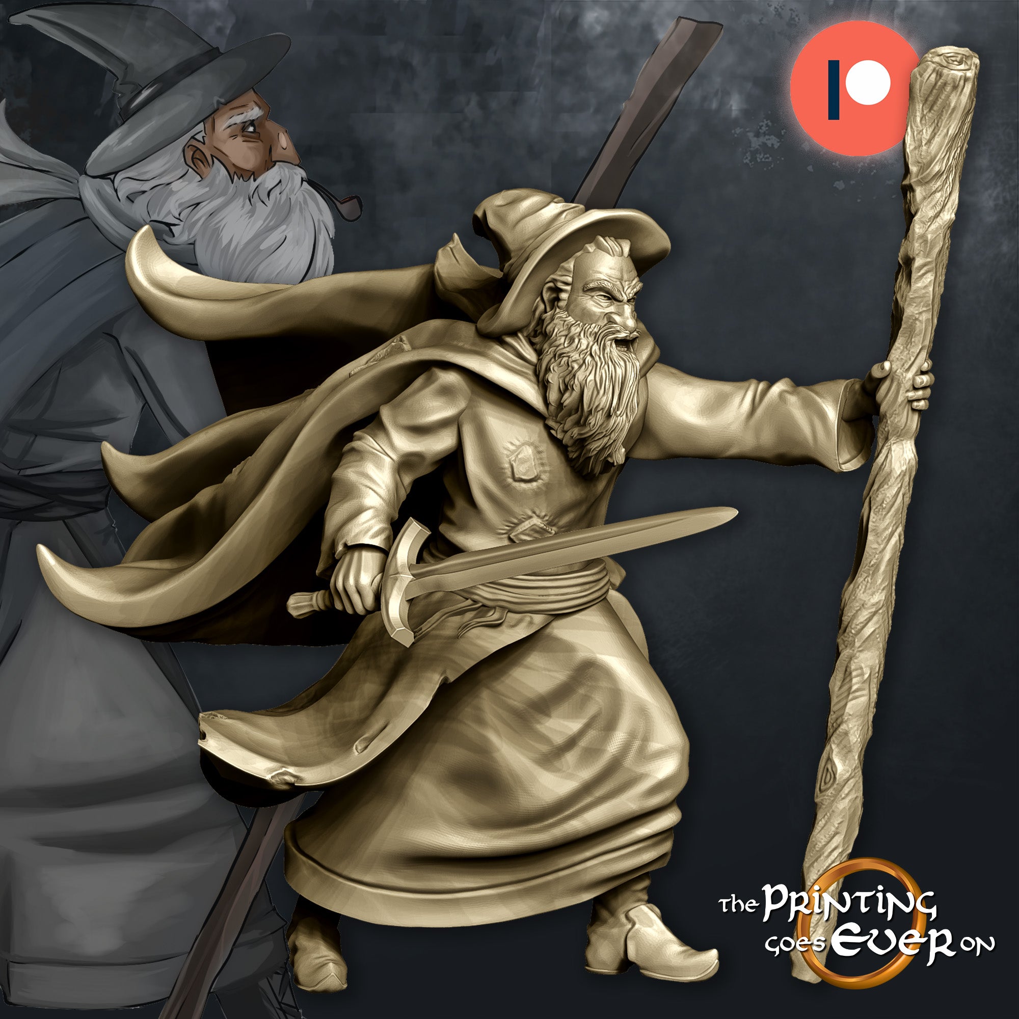 Gollnir the Grey Wizard 28mm Resin Miniature – Fantasy Wizard for DnD and Wargaming