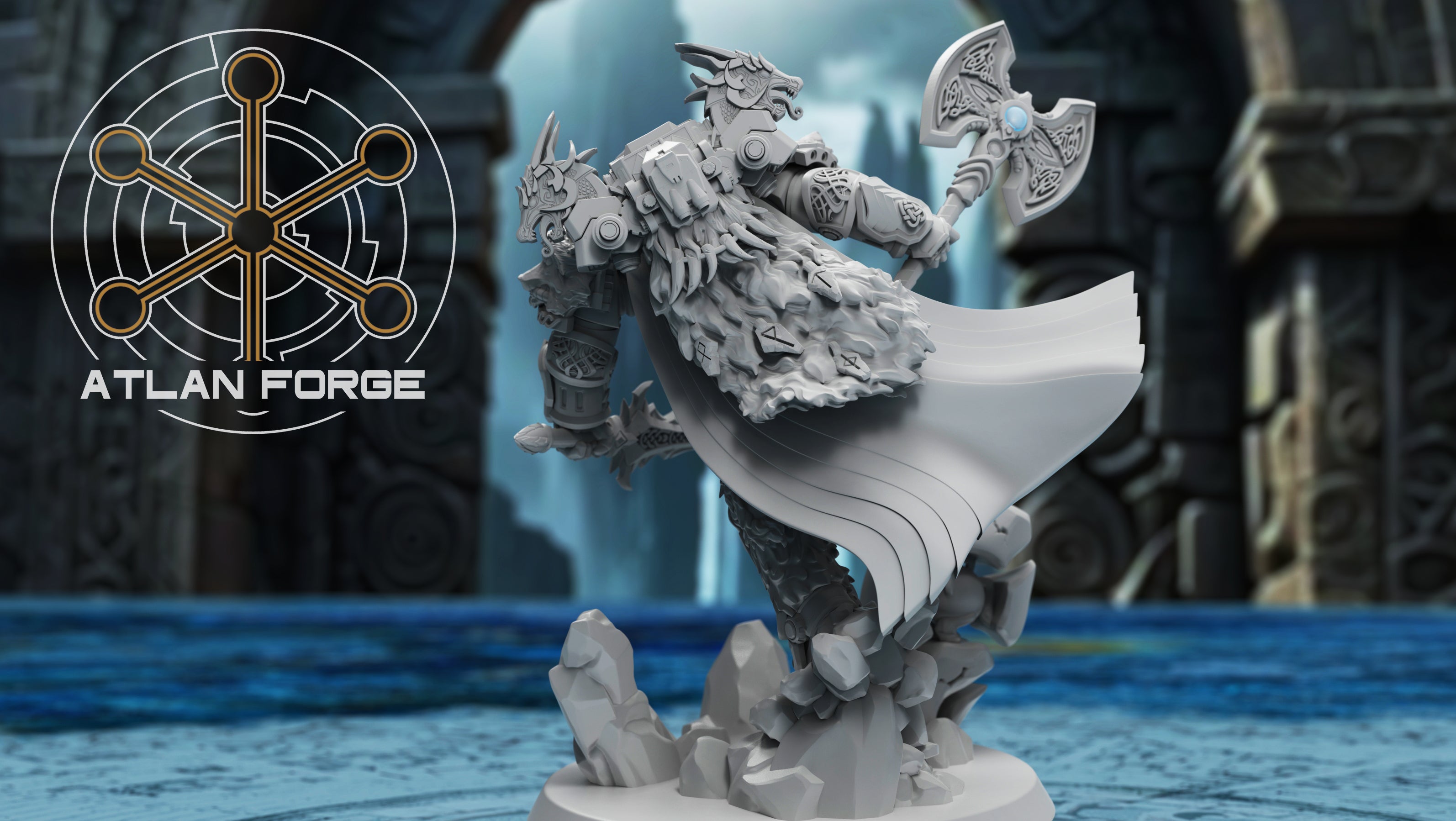 Asgardian Thunder God Warrior 32mm Resin Miniature – Fantasy Hero for DnD and Wargaming