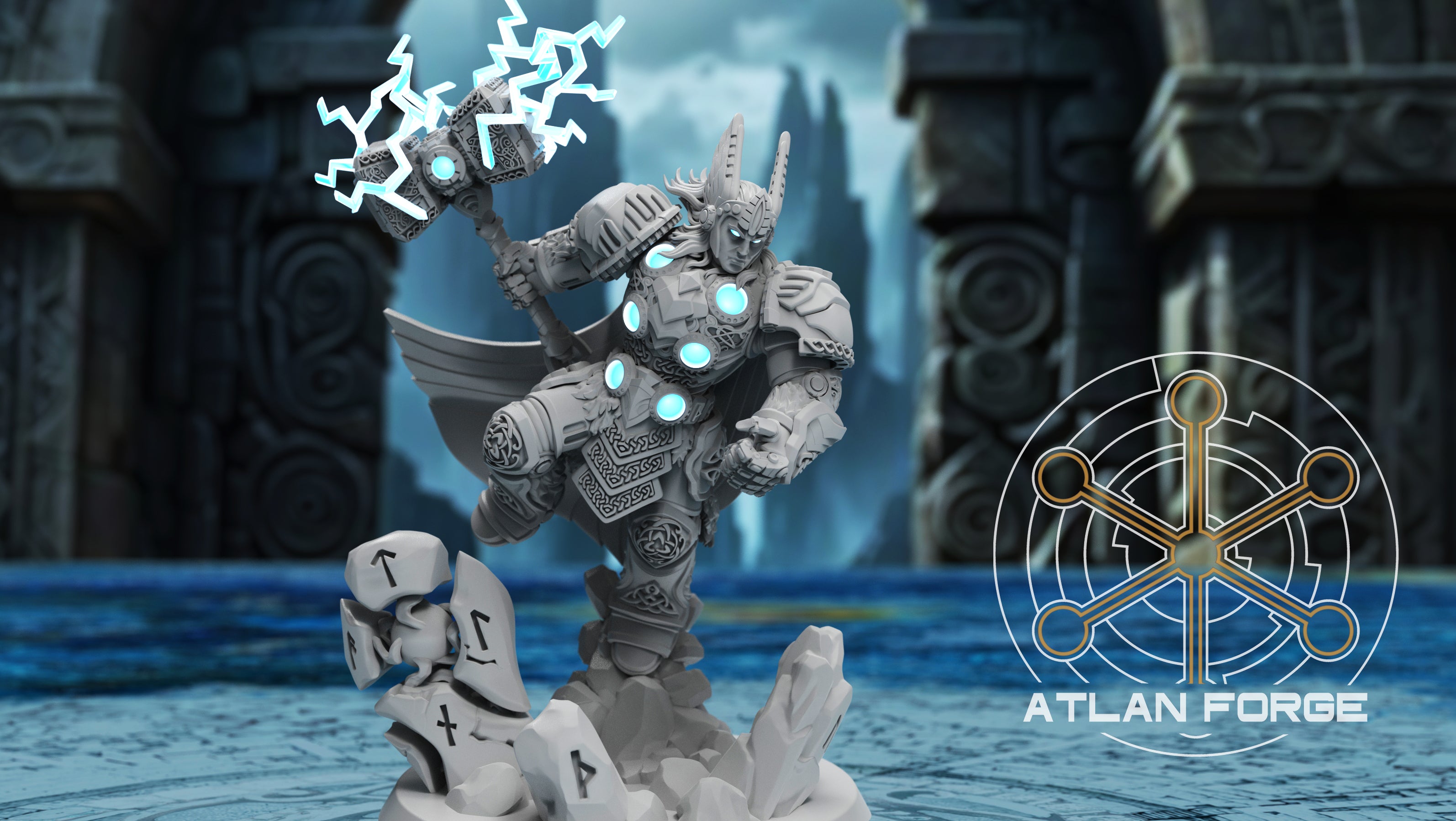 Asgardian Thunder God Warrior 32mm Resin Miniature – Fantasy Hero for DnD and Wargaming