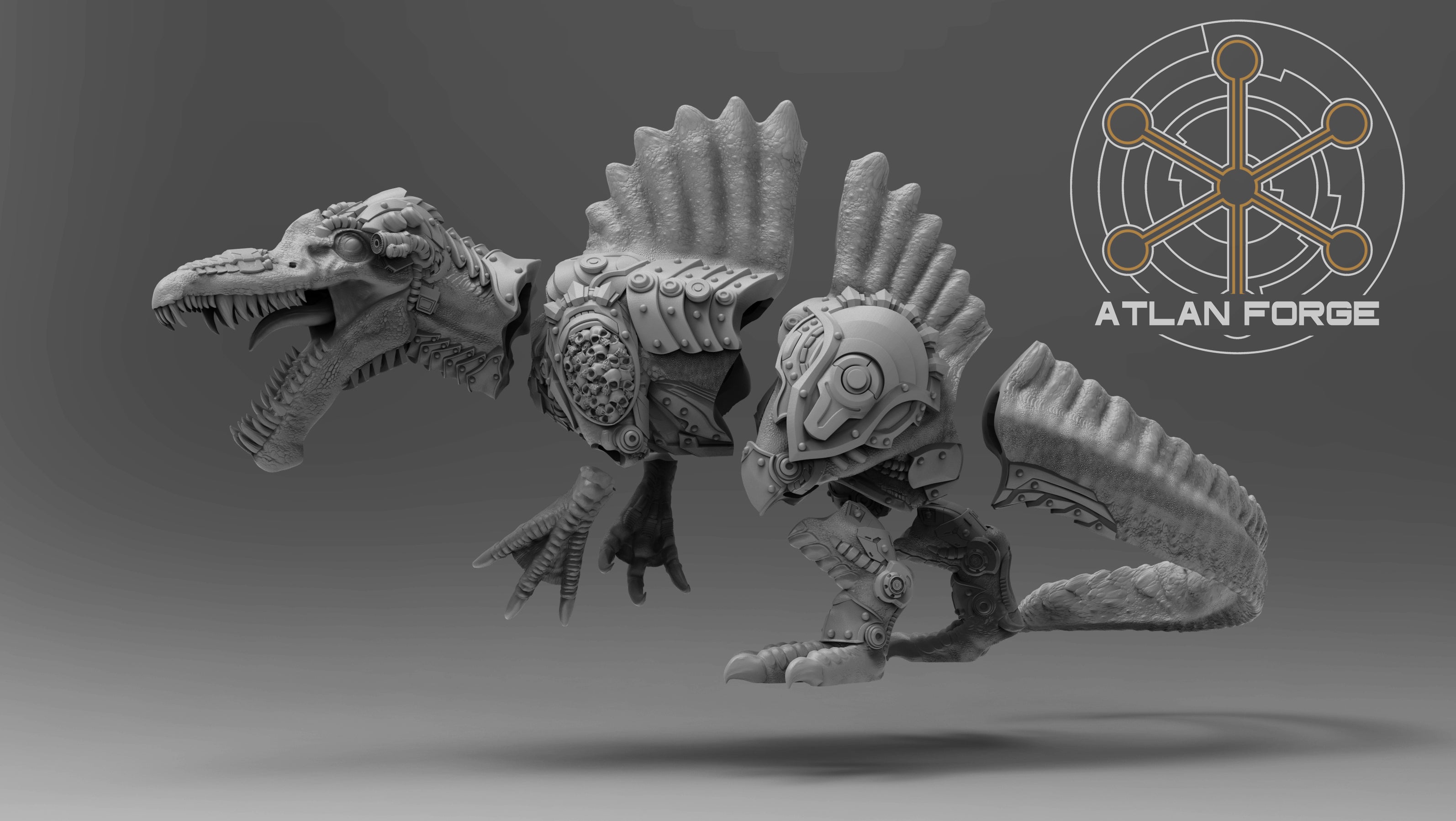 Cybernetic Battle Spinosaur 32mm Resin Miniature – Sci Fi Fantasy Monster for DnD and Wargaming