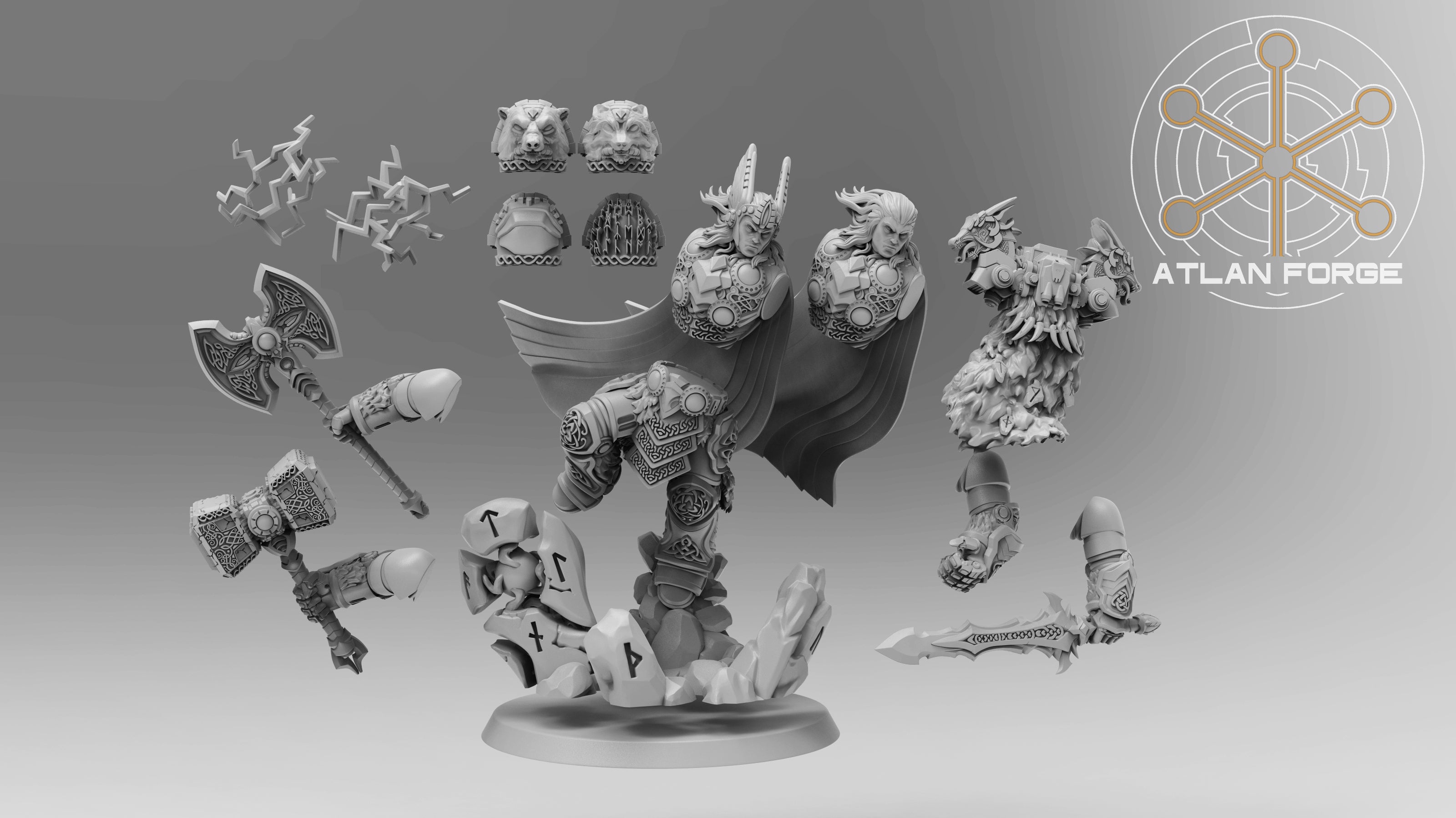 Asgardian Thunder God Warrior 32mm Resin Miniature – Fantasy Hero for DnD and Wargaming